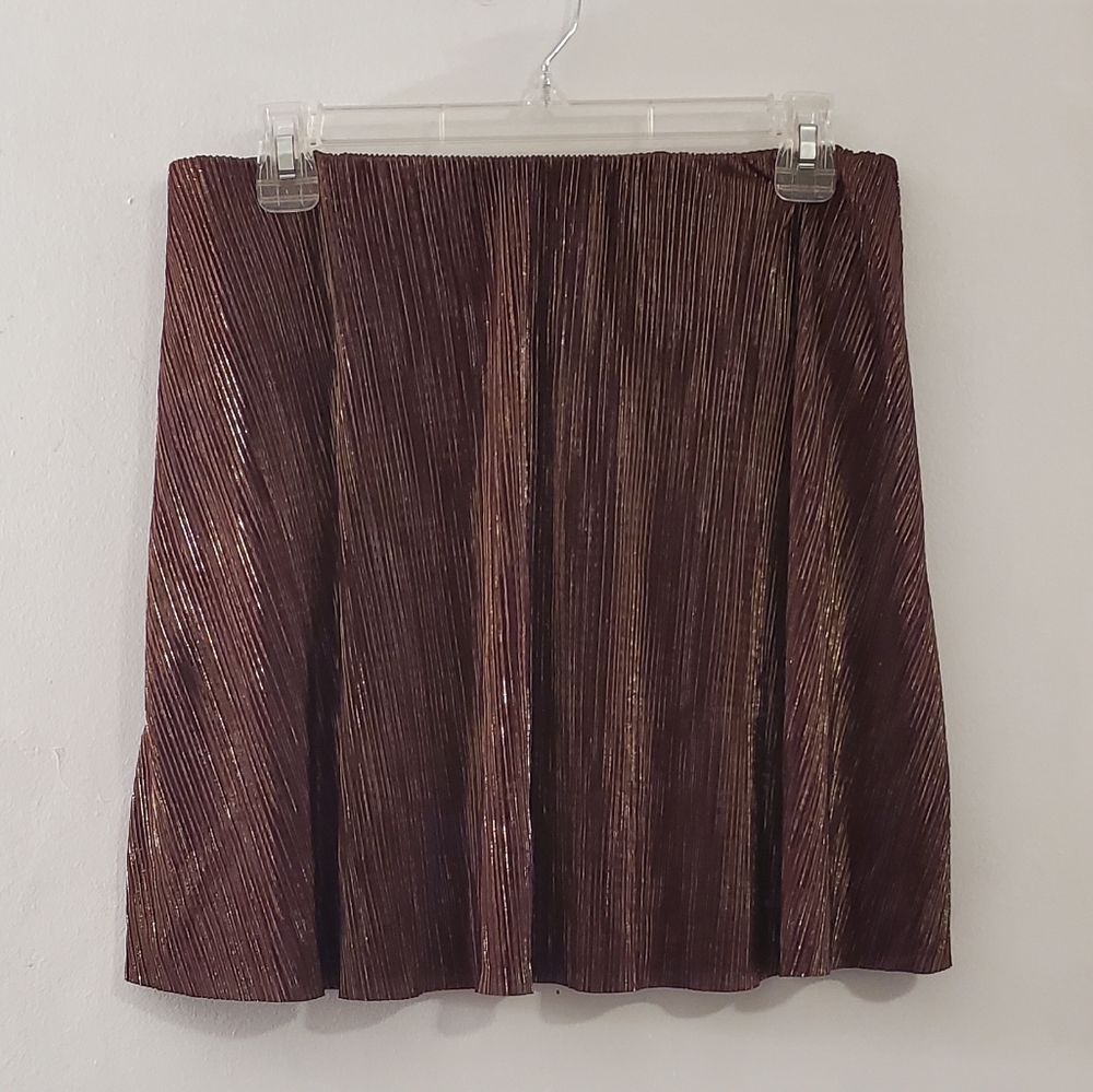 Bcbgeneration Maroon Sparkly Flowy Mini Skirt L - image 7